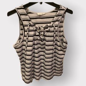 Ardene black and grey striped crop top.